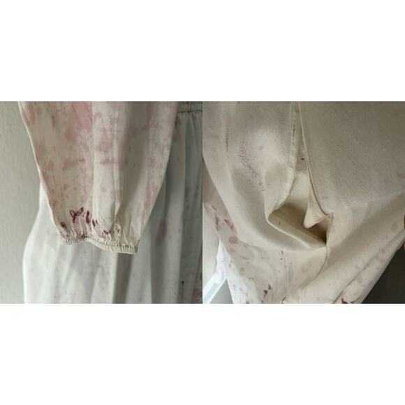 TEXTILE ELIZABETH & JAMES Peasant Dress Splatter Bone/Maroon SzM Cottage Prairie - Picture 4 of 9